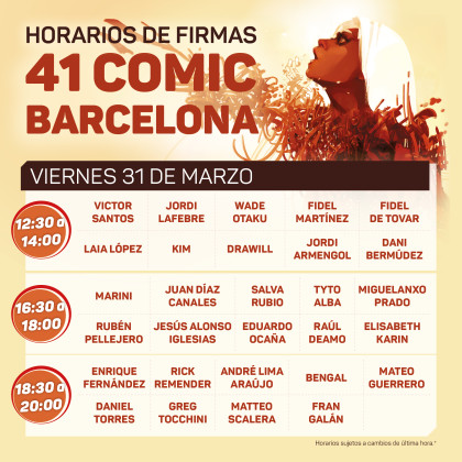 Horario de firmas del viernes de Comic Barcelona