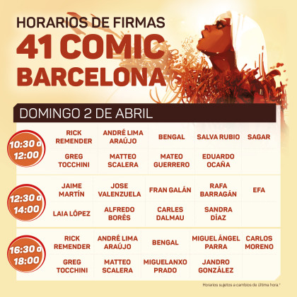 Horario de firmas del domingo de Comic Barcelona